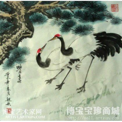 松鹤踏春 国画鹤鹭 魏歌作品 类别: 国画鹤鹭